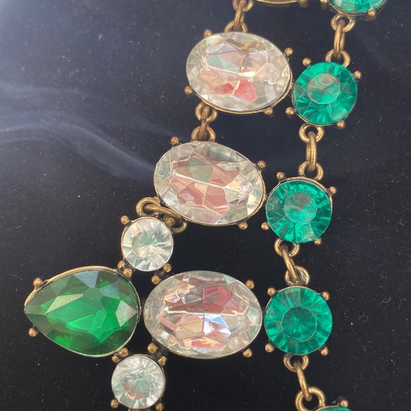 BaubleBar crystal collar statement necklace green/teal/rose red colorful bling - Picture 3 of 5